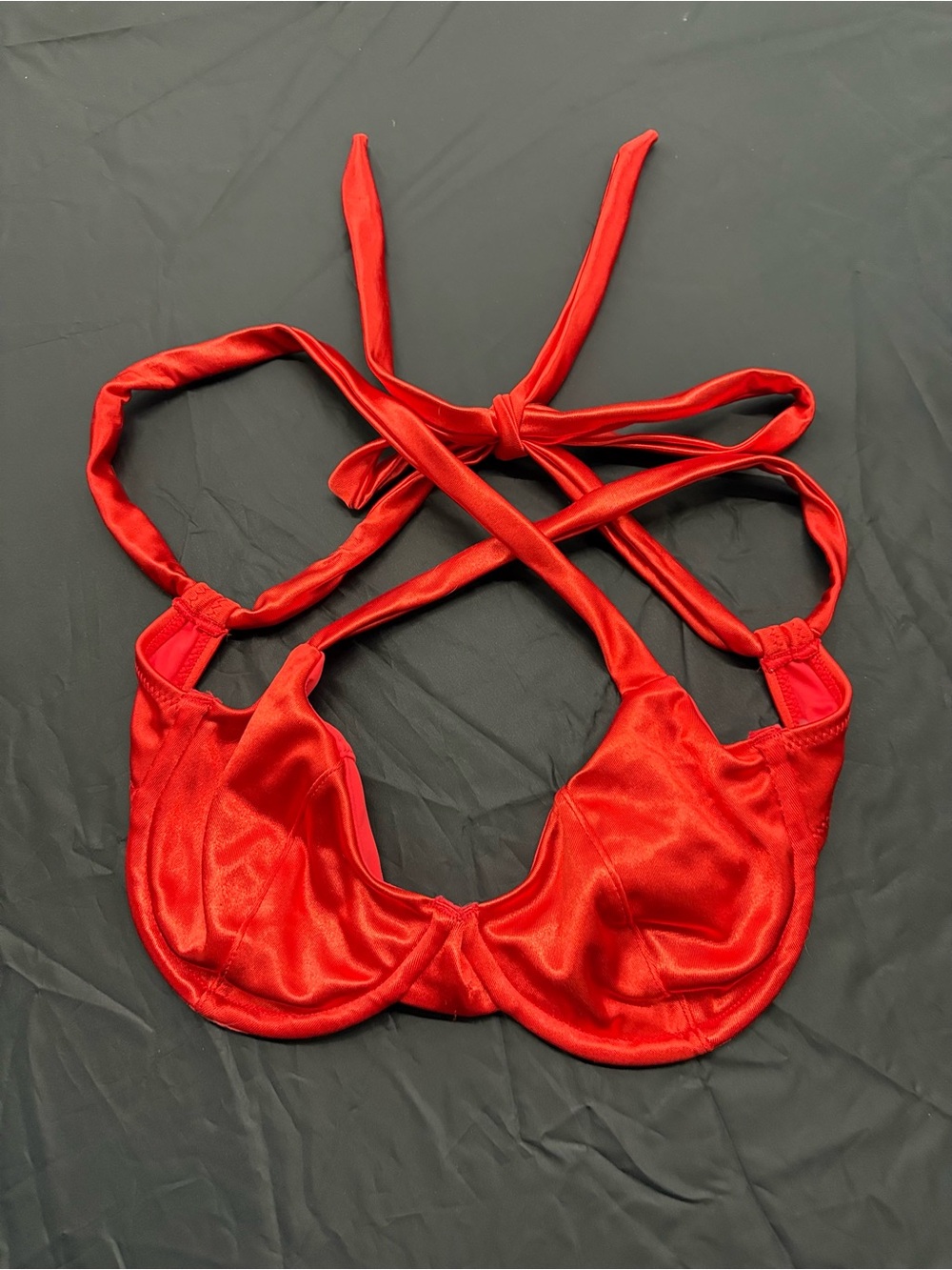 Kiki Red Satin Underwire Bikini Top